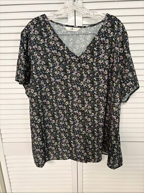 Agnes Orinda Button Front Short Sleeved Blouse. 2X